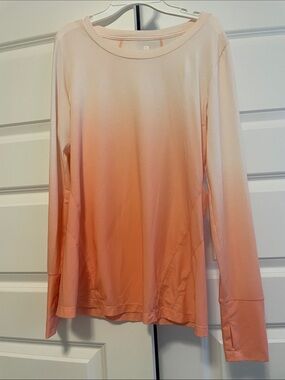 GAP Fit breathe Ombre Long Sleeve Crewneck Top - Pink to Peach